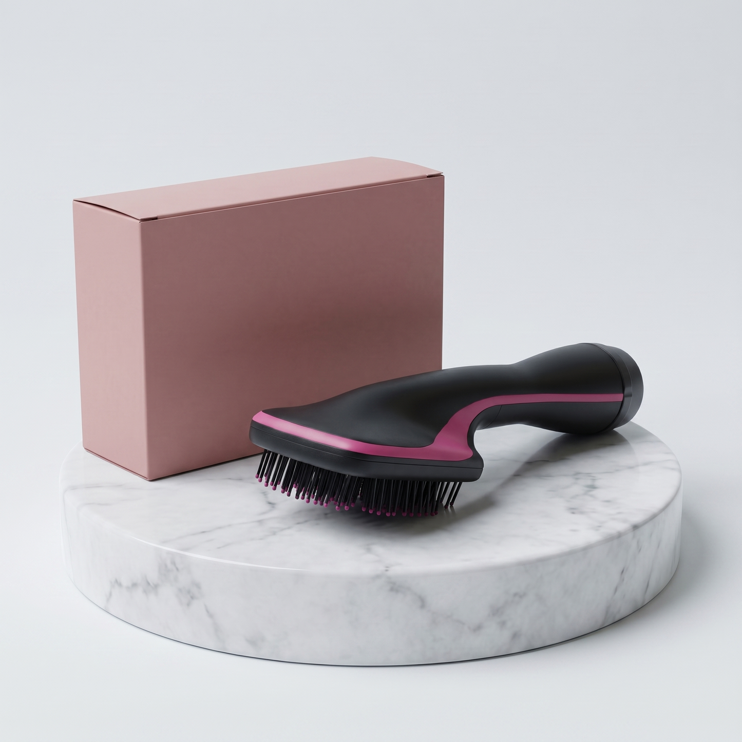 One-step hair dryer brush with plain pink retail box