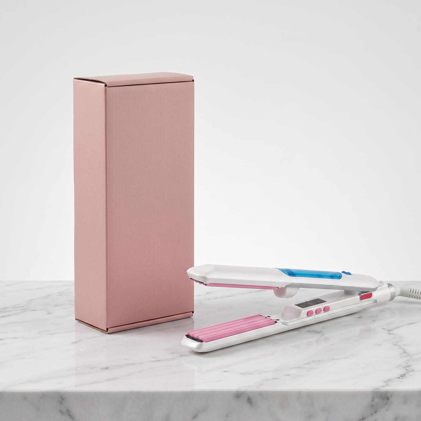 3D steam hair straightener flat iron with plain pink retail box