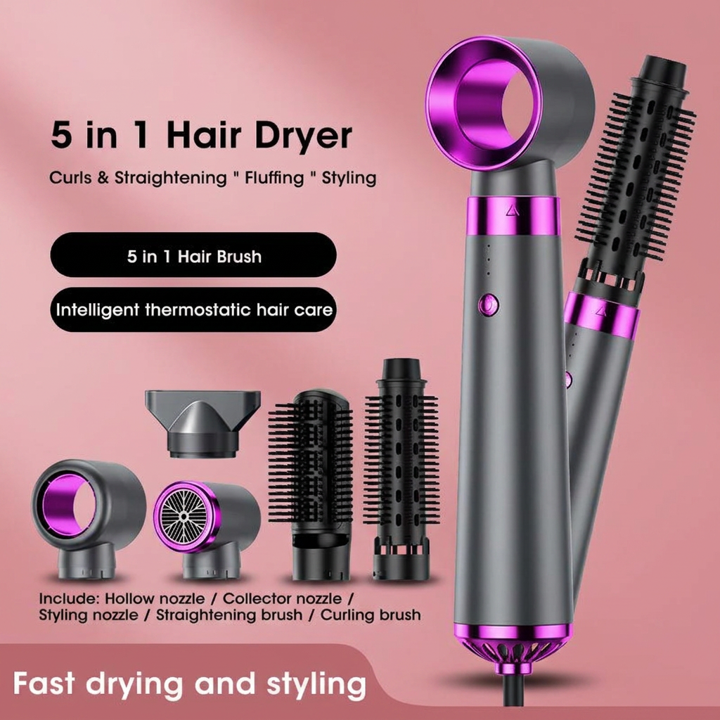 5 in 1 Multifunction Hair Dryer Hot Air Comb