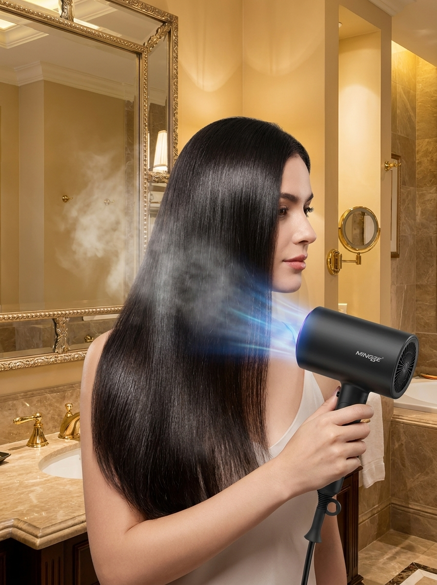 Foldable Hair Dryer 1800W Blue Light - lifestyle