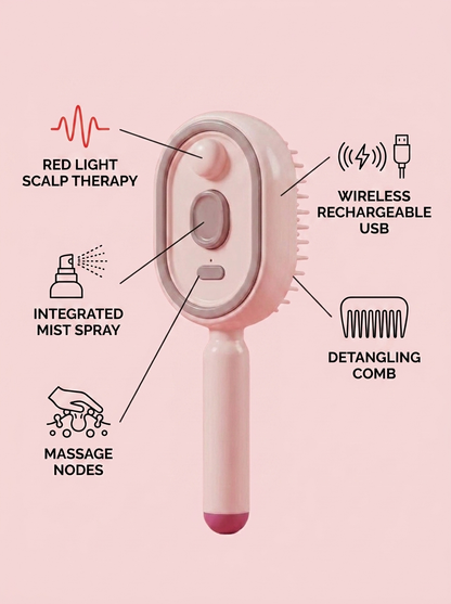 Spray Massage Comb with Red Light - infographic