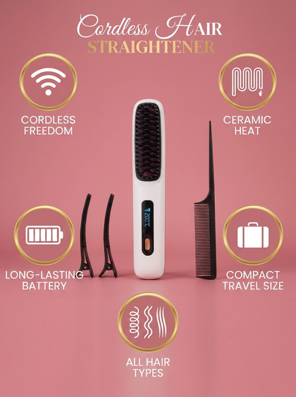 Cordless Hair Straightener Brush - infographic