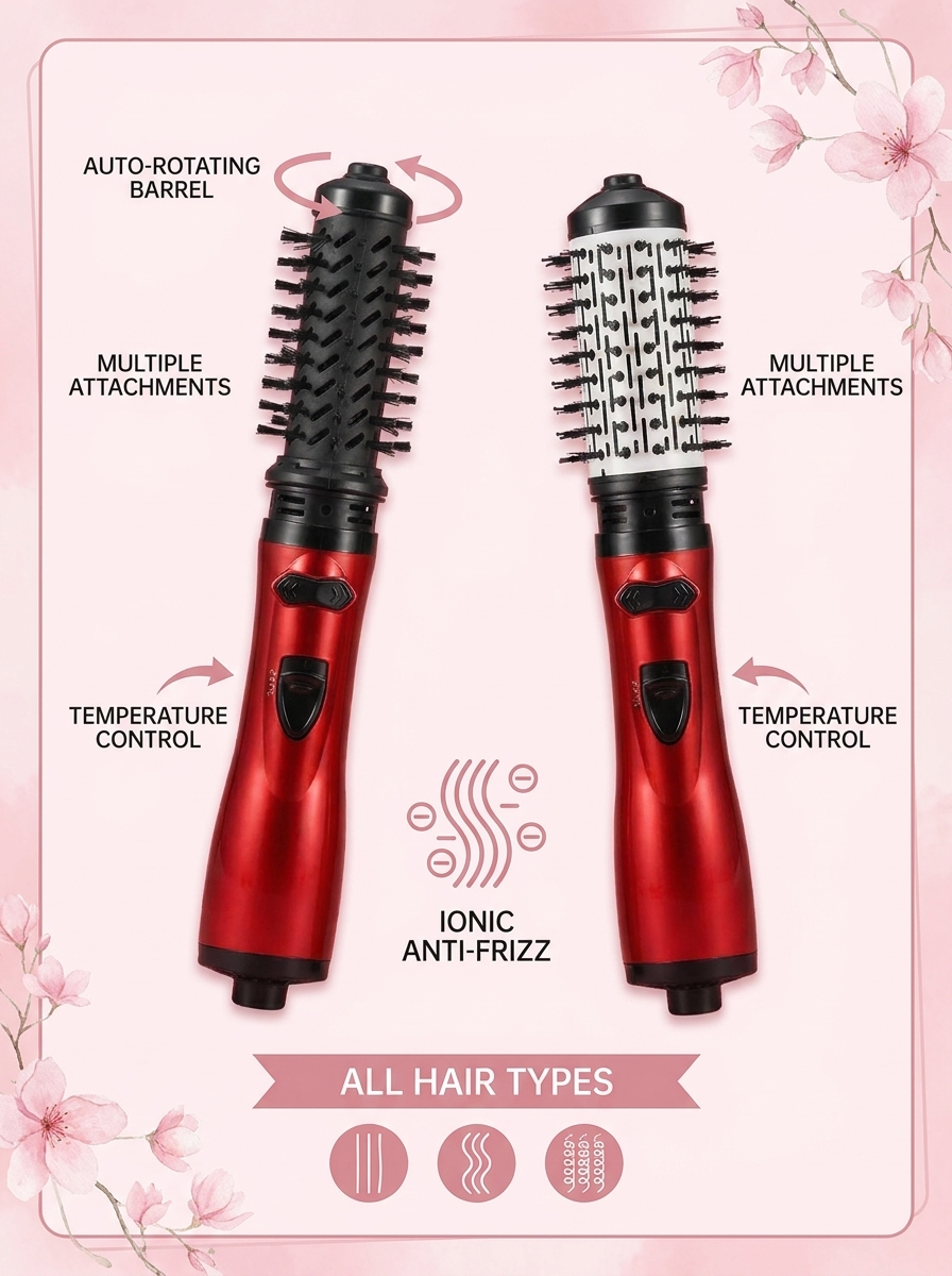 Rotating Multifunctional Hot Air Brush - infographic