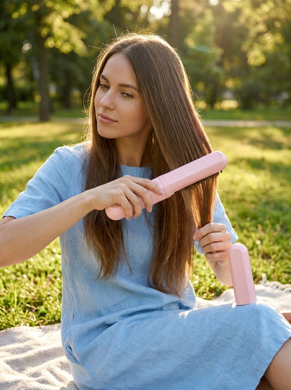 Cordless Ceramic Hair Straightener Brush - lifestyle