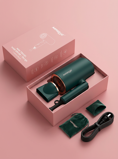Foldable Hair Dryer 1800W Blue Light - packaging
