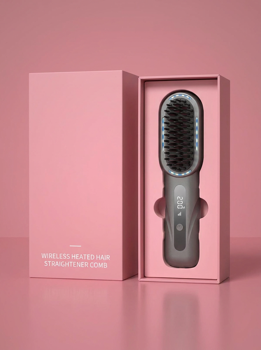 Wireless Heated Hair Straightener Comb - packaging