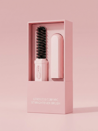 Cordless Ceramic Hair Straightener Brush - packaging