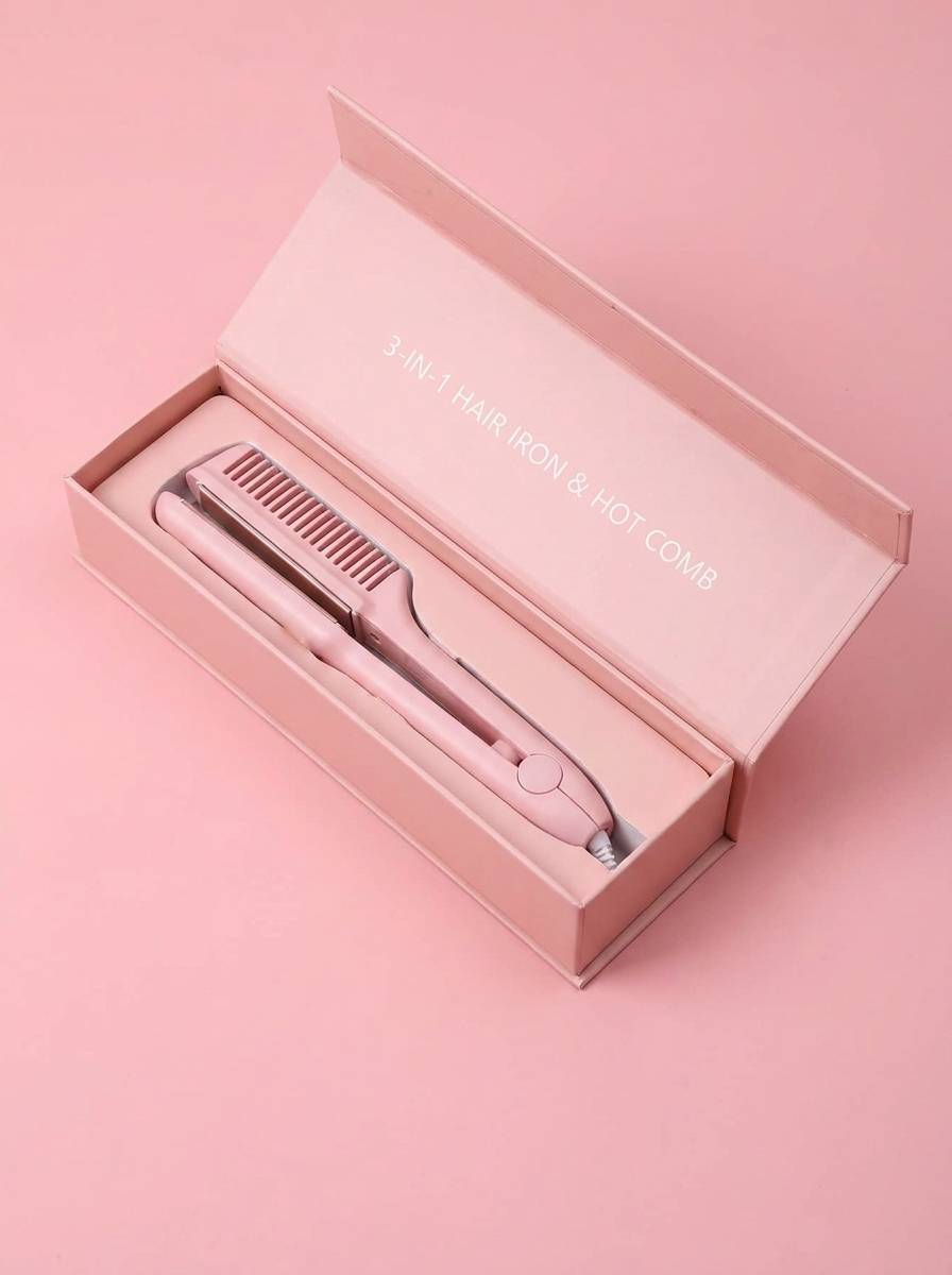 3-in-1 Hair Iron Straightening Hot Comb - packaging