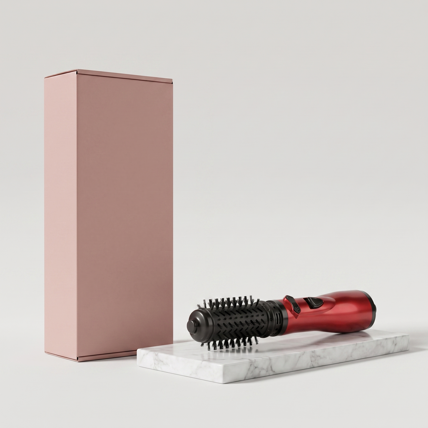 Rotating hot air brush with plain pink retail box