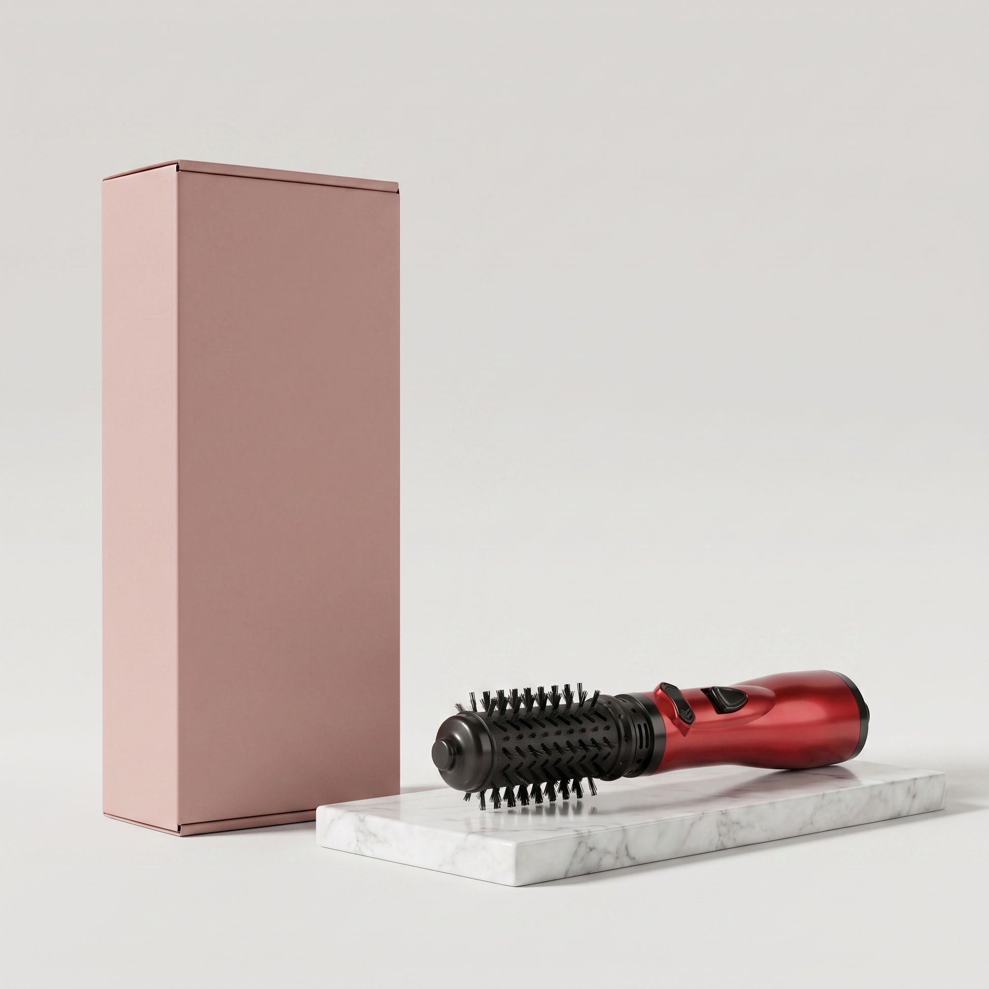Rotating hot air brush with plain pink retail box