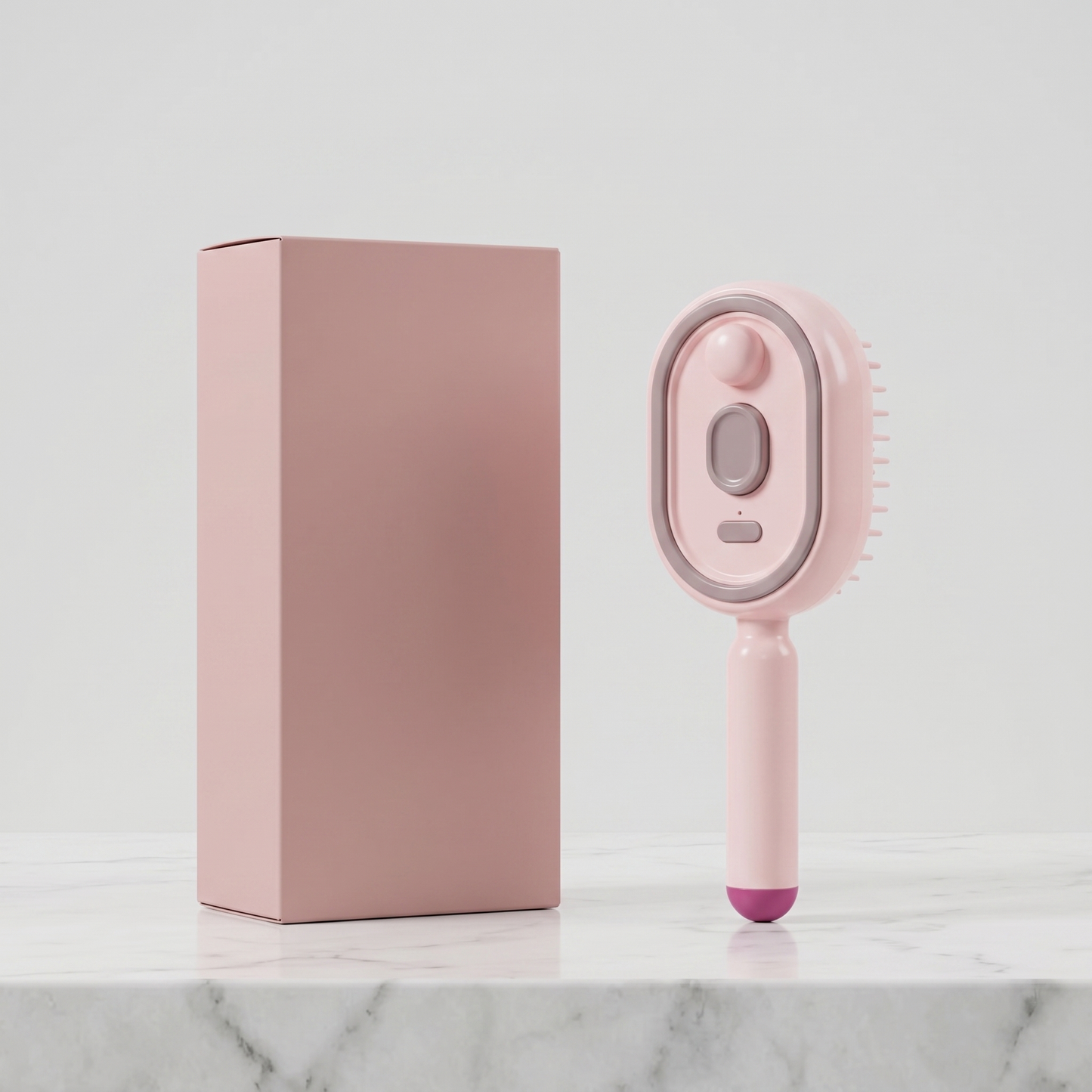 Spray massage scalp comb with plain pink retail box