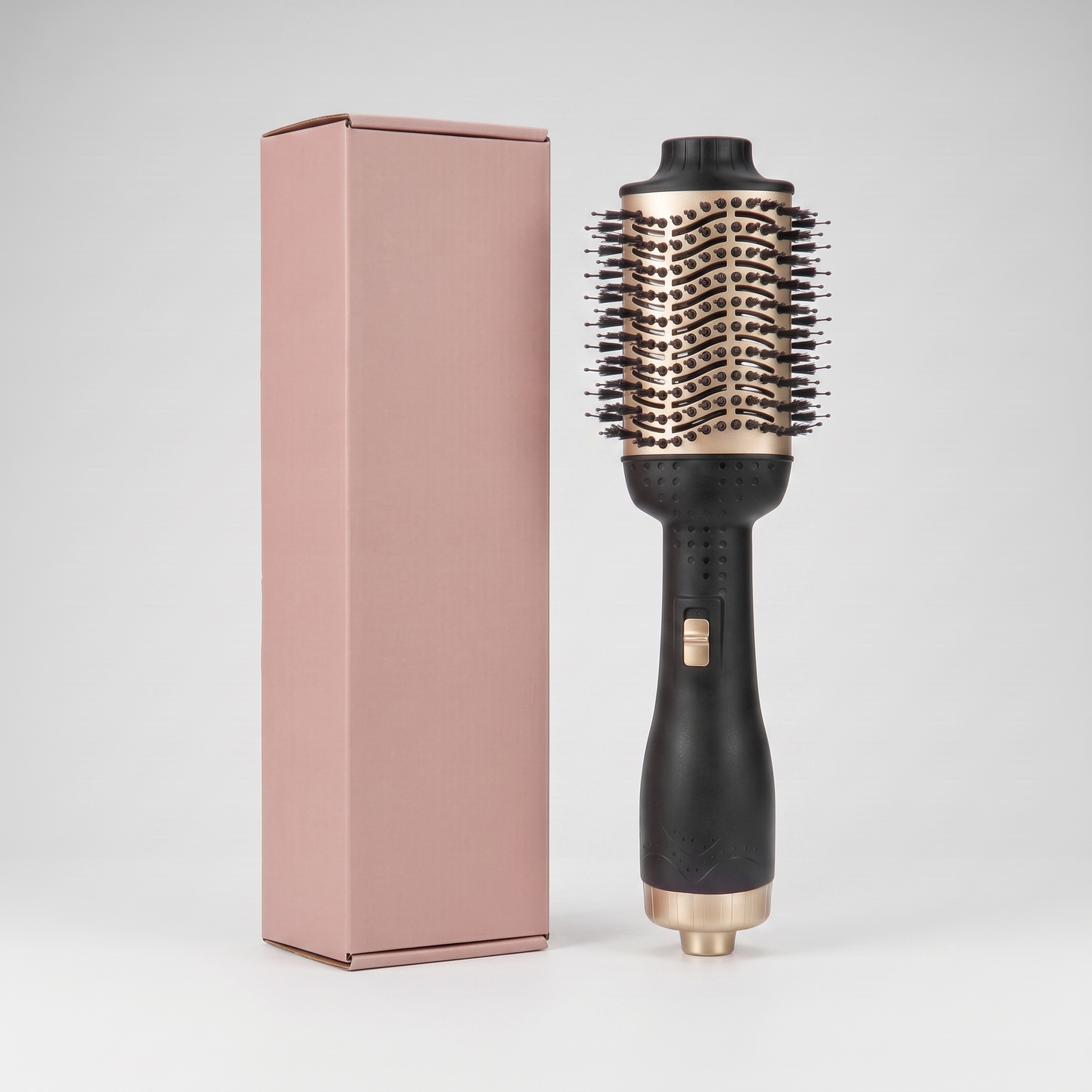 Hot air brush anti-frizz straightener with plain pink retail box