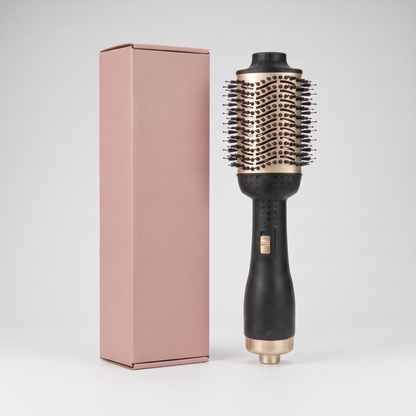 Hot air brush anti-frizz straightener with plain pink retail box