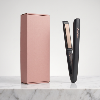 2-in-1 hair straightener and curler with plain pink retail box