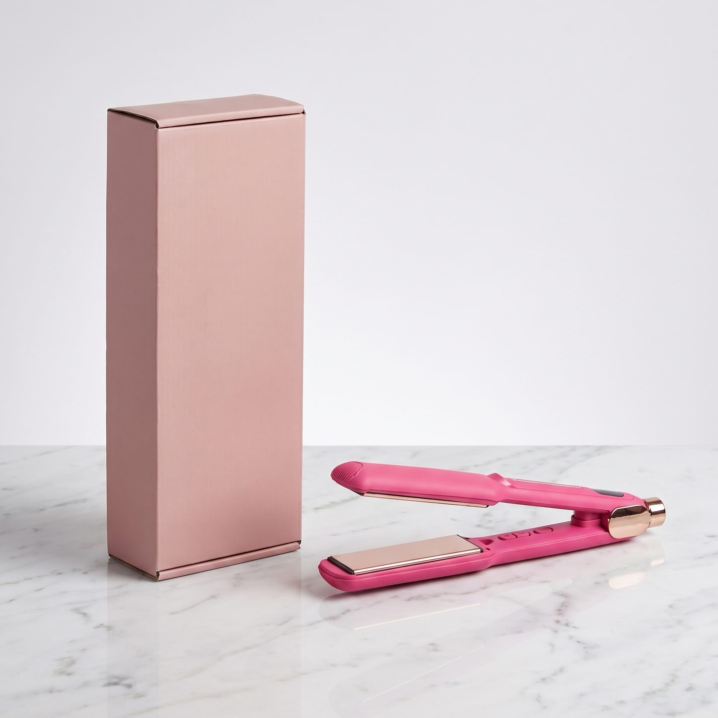 Infrared titanium flat iron with plain pink retail box