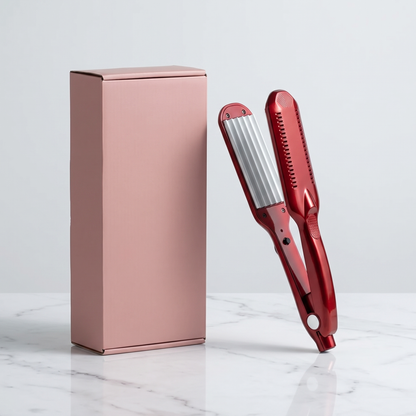 Titanium crimping and wave iron with plain pink retail box