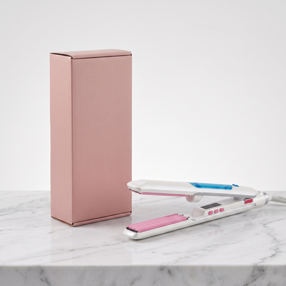 3D steam hair straightener flat iron with plain pink retail box